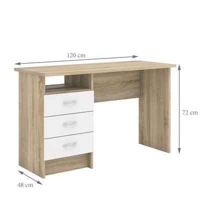 Function Plus Oak Desk 3 White Drawers – FTG, view 12