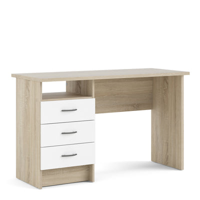 Function Plus Oak Desk 3 White Drawers – FTG