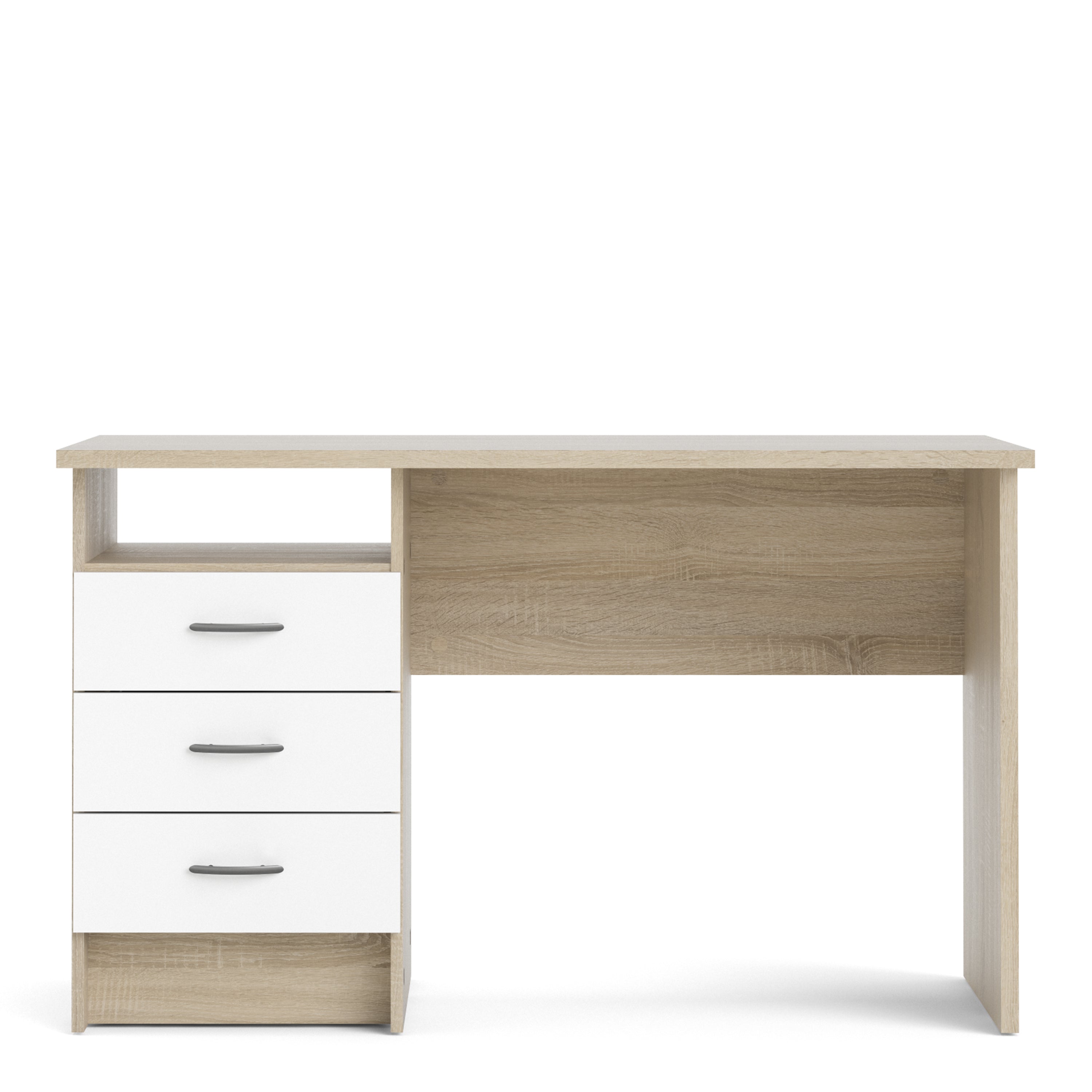 Function Plus Oak Desk 3 White Drawers – FTG, view 2
