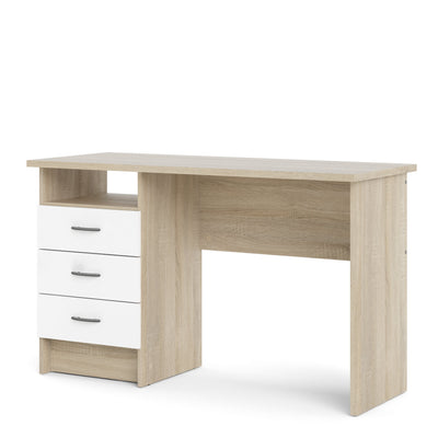 Function Plus Oak Desk 3 White Drawers – FTG, view 3