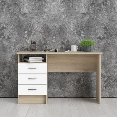 Function Plus Oak Desk 3 White Drawers – FTG, view 6