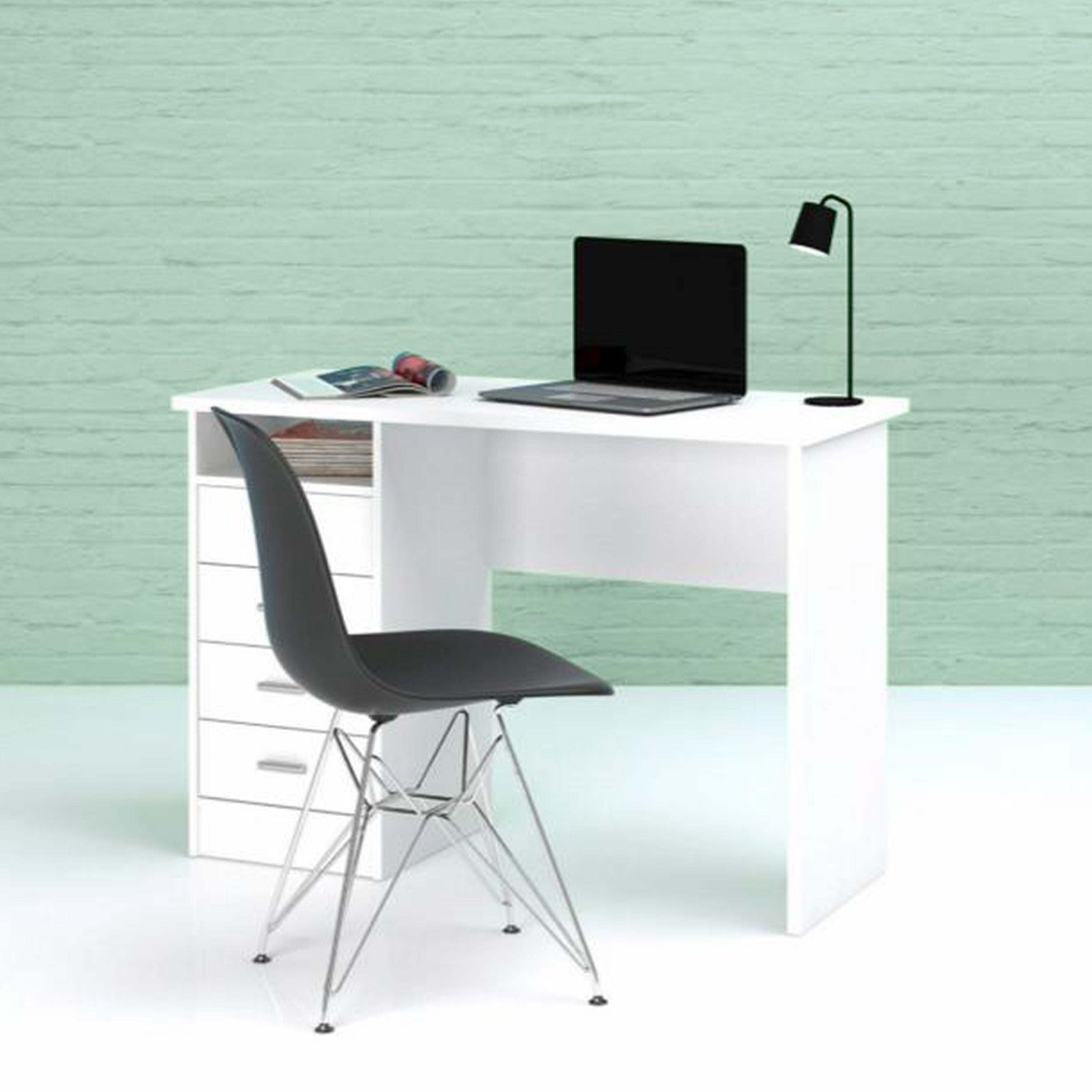 Function Plus 4 Drawer Desk in White – FTG, view 5