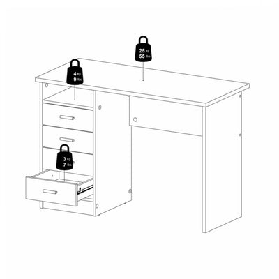 Function Plus 4 Drawer Desk in Oak – FTG, view 10