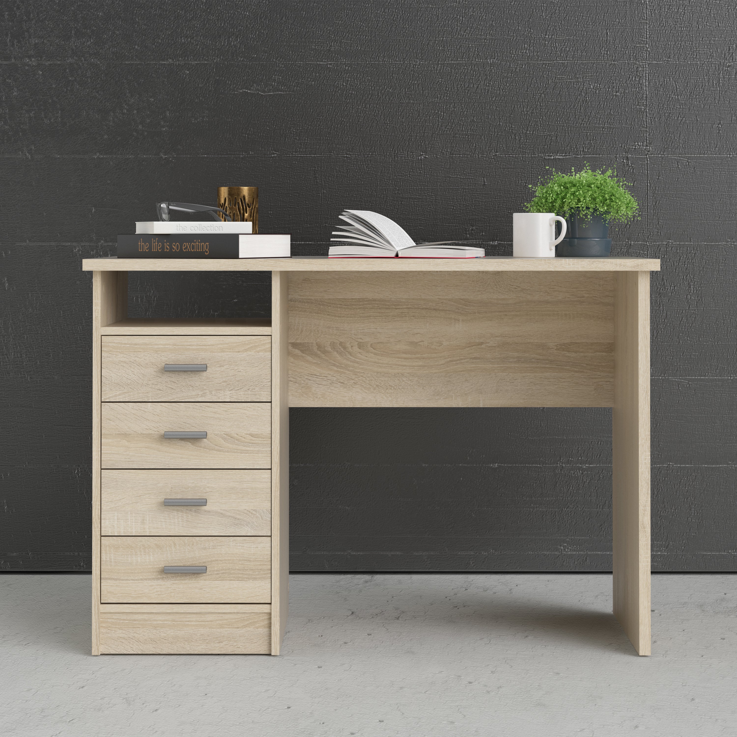Function Plus 4 Drawer Desk in Oak – FTG, view 4