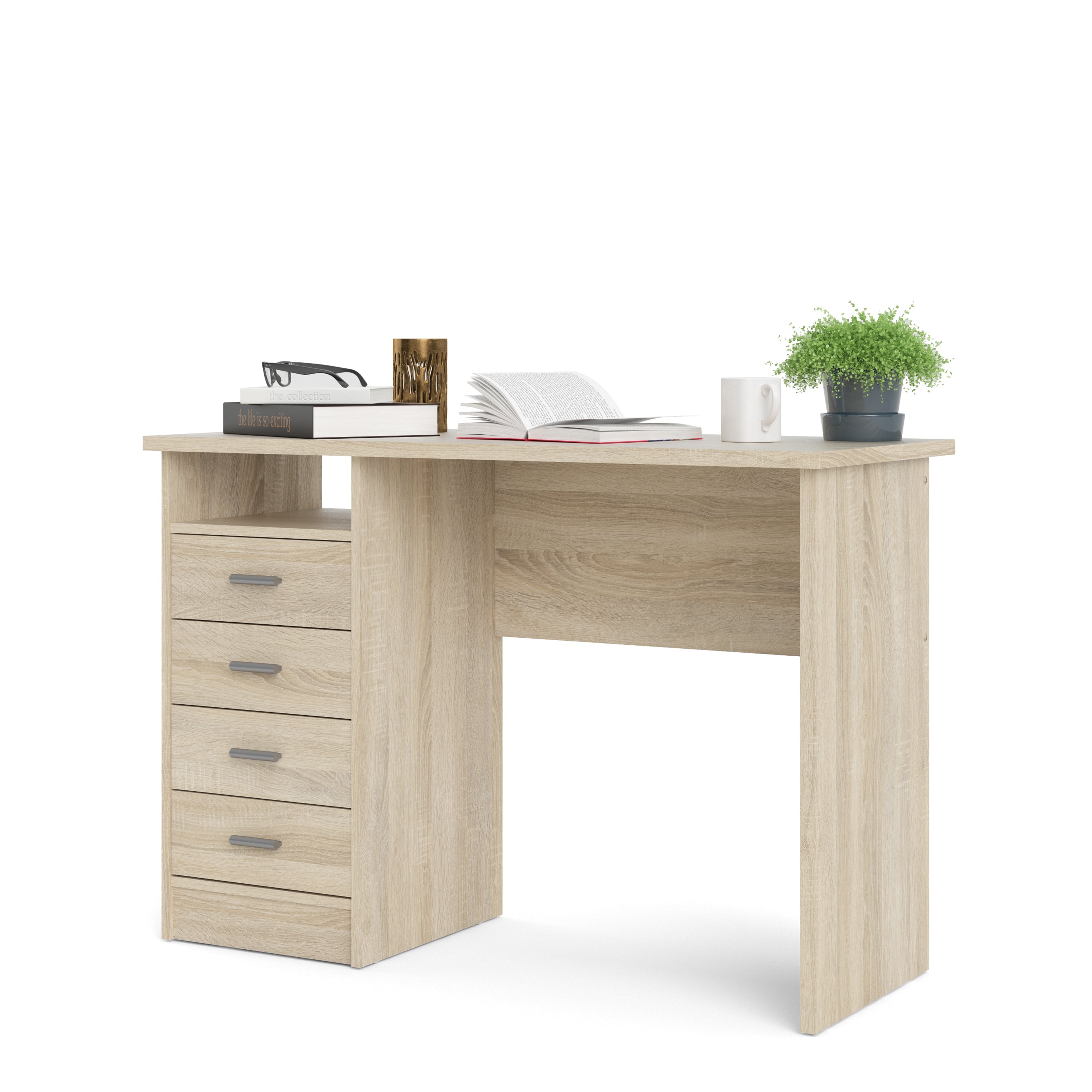 Function Plus 4 Drawer Desk in Oak – FTG, view 5