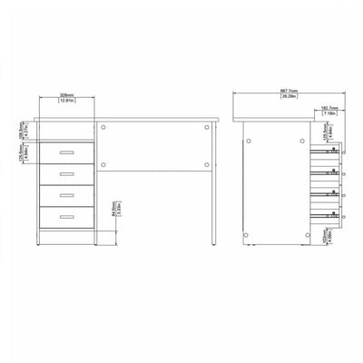 Function Plus 4 Drawer Desk in Oak – FTG, view 9