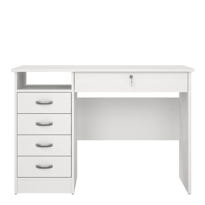 Function Plus Desk 5 Drawers in White – FTG, view 2