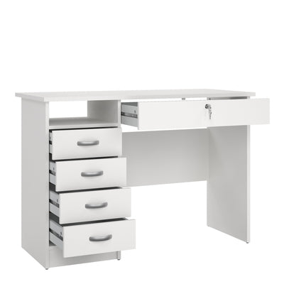 Function Plus Desk 5 Drawers in White – FTG, view 4