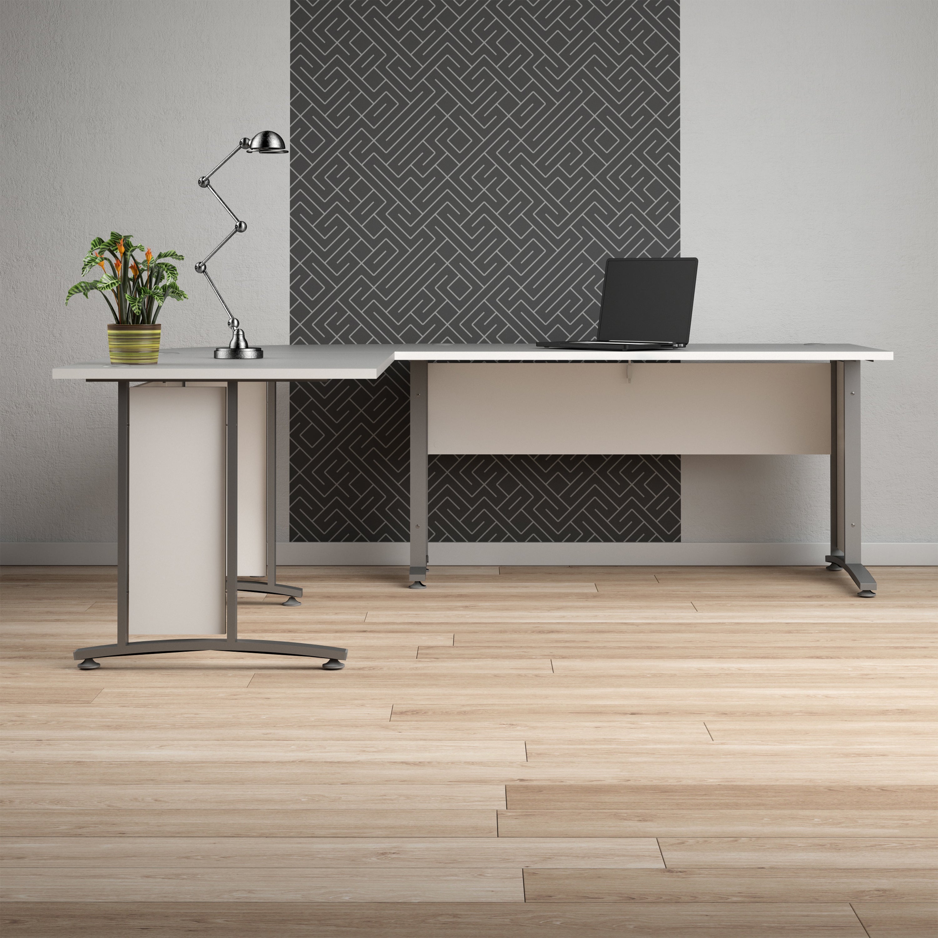 Prima Desk 150cm in White with Silver Grey Steel Legs – FTG, view 5