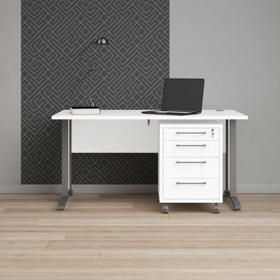 Prima Desk 150cm in White with Silver Grey Steel Legs – FTG, view 7