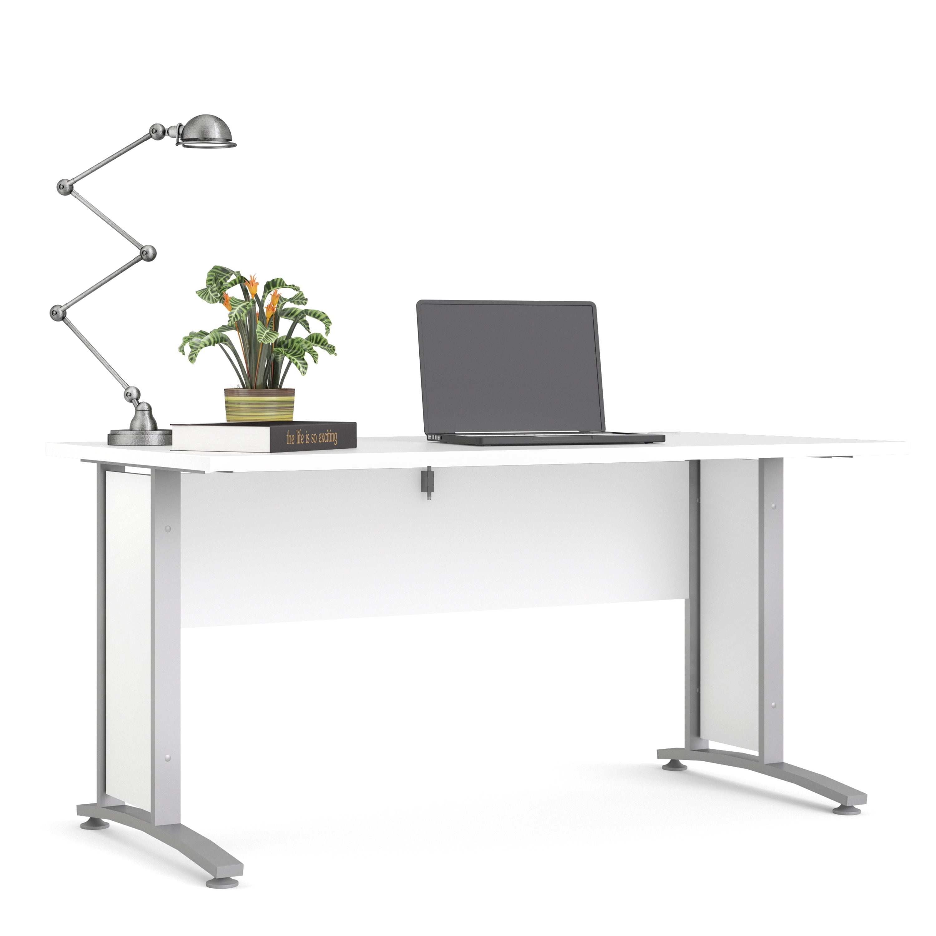 Prima Desk 150cm in White with Silver Grey Steel Legs – FTG, view 9