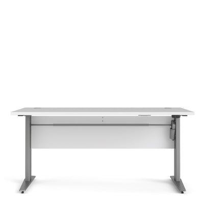 Prima Desk 150cm in White with Height Adjustable Legs with Electric Control in Silver Grey Steel – FTG, view 2