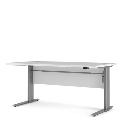 Prima Desk 150cm in White with Height Adjustable Legs with Electric Control in Silver Grey Steel – FTG, view 3