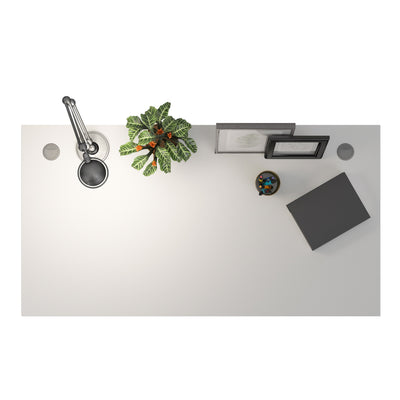 Prima Desk 150cm in White with Height Adjustable Legs with Electric Control in Silver Grey Steel – FTG, view 4