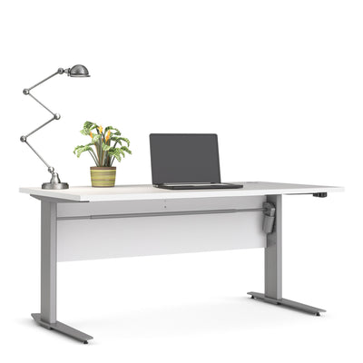 Prima Desk 150cm in White with Height Adjustable Legs with Electric Control in Silver Grey Steel – FTG, view 6