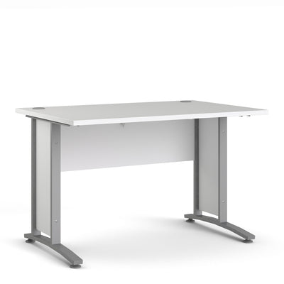 Prima Desk 120cm in White with Silver Grey Steel Legs – FTG