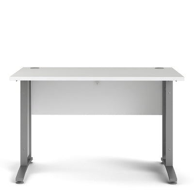 Prima Desk 120cm in White with Silver Grey Steel Legs – FTG, view 2