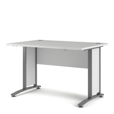 Prima Desk 120cm in White with Silver Grey Steel Legs – FTG, view 3
