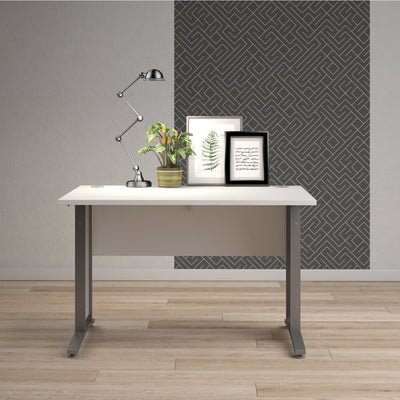 Prima Desk 120cm in White with Silver Grey Steel Legs – FTG, view 7