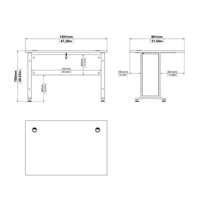 Prima Desk 120cm in Oak with Silver Grey Steel Legs – FTG, view 7