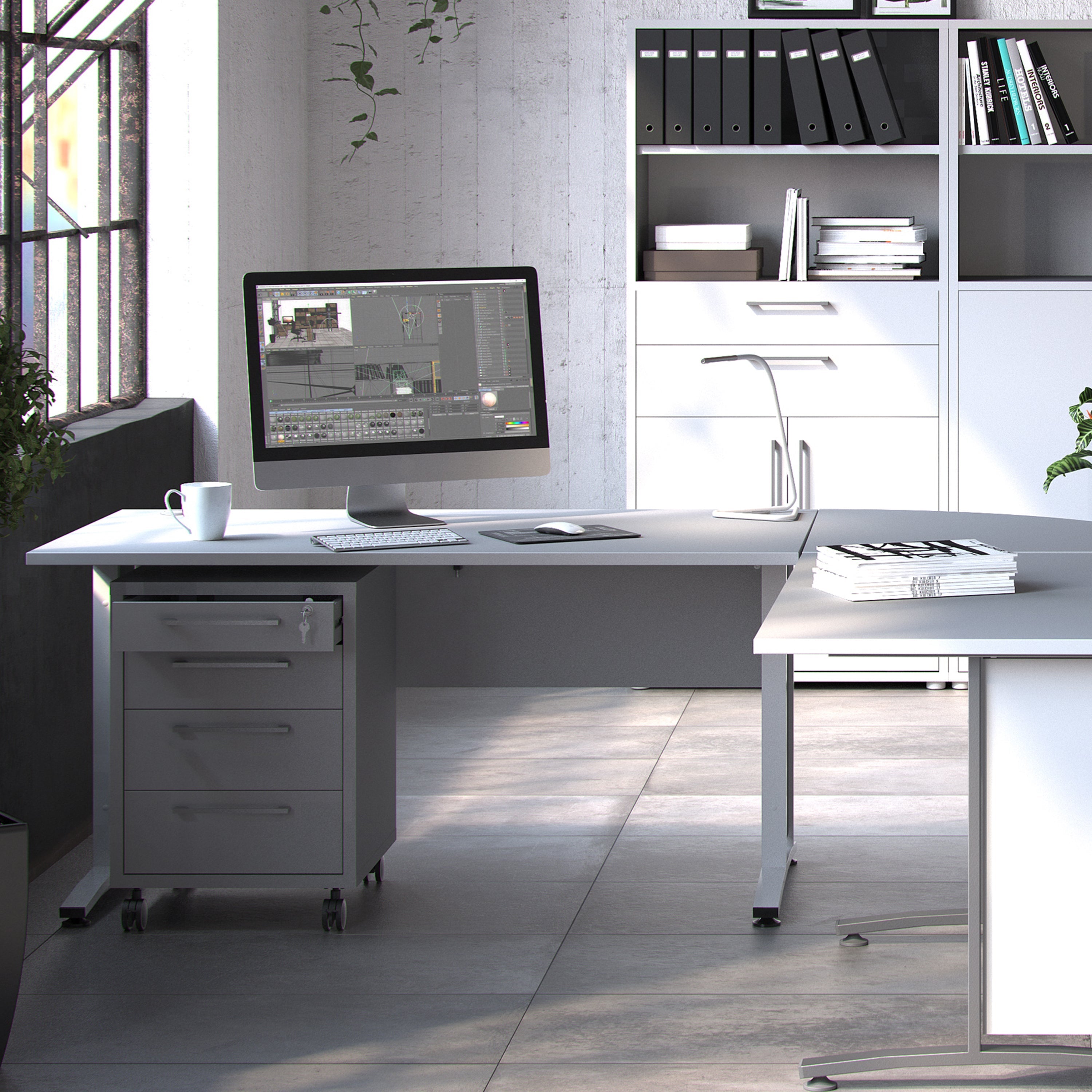 Prima Mobile Cabinet in White – FTG, view 5