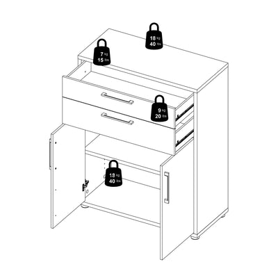 Prima Bookcase 3 Shelves with 2 Drawers 2 Doors In White – FTG, view 13