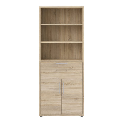 Prima Bookcase 3 Shelves with 2 Drawers 2 Doors in Oak – FTG, view 2