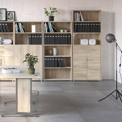 Prima Bookcase 3 Shelves with 2 Drawers 2 Doors in Oak – FTG, view 5
