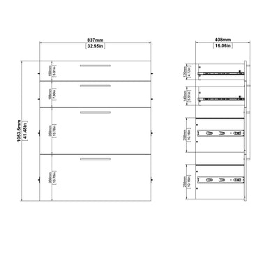 Prima Bookcase 2 Shelves With 2 Drawers 2 File Drawers In Oak – FTG, view 10