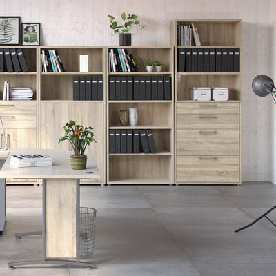 Prima Bookcase 2 Shelves With 2 Drawers 2 File Drawers In Oak – FTG, view 5