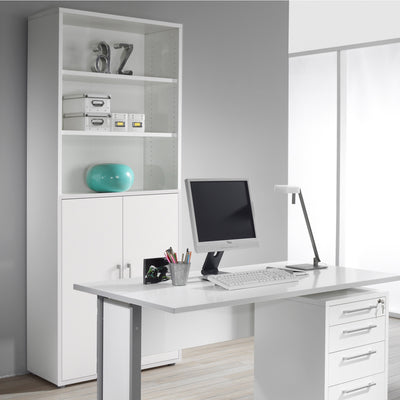 Prima Bookcase 4 Shelves with 2 Doors in White – FTG, view 5