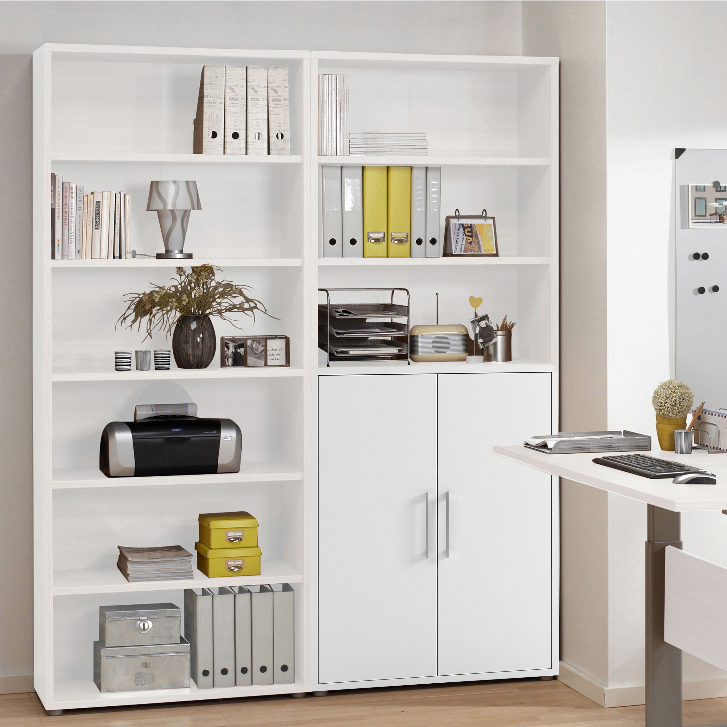 Prima Bookcase 4 Shelves with 2 Doors in White – FTG, view 6