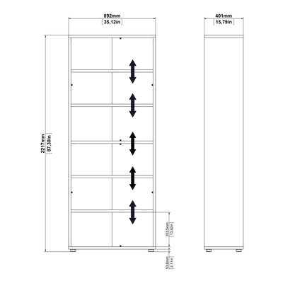 Prima Bookcase 4 Shelves with 2 Doors in White – FTG, view 9