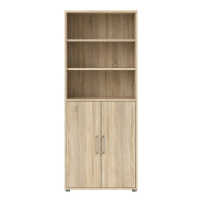 Prima Bookcase 4 Shelves with 2 Doors in Oak – FTG, view 2