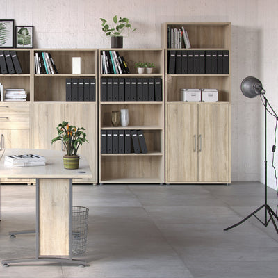 Prima Bookcase 4 Shelves with 2 Doors in Oak – FTG, view 5
