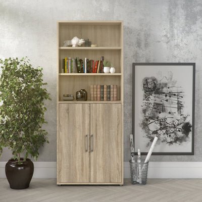 Prima Bookcase 4 Shelves with 2 Doors in Oak – FTG, view 6