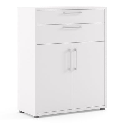 Prima Bookcase 1 Shelf With 2 Drawers 2 Doors In White – FTG