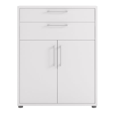 Prima Bookcase 1 Shelf With 2 Drawers 2 Doors In White – FTG, view 2