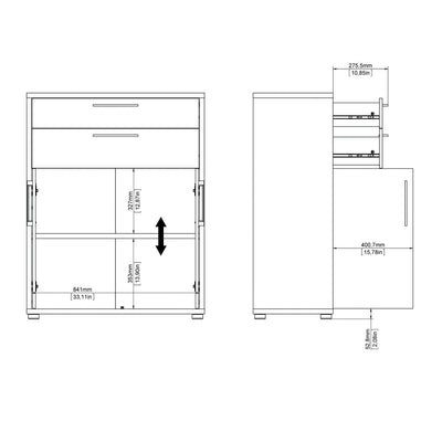 Prima Bookcase 1 Shelf with 2 Drawers 2 Doors in Oak – FTG, view 10