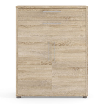Prima Bookcase 1 Shelf with 2 Drawers 2 Doors in Oak – FTG, view 2
