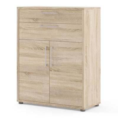 Prima Bookcase 1 Shelf with 2 Drawers 2 Doors in Oak – FTG, view 3