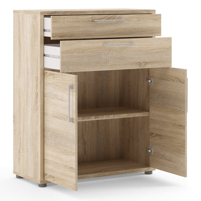 Prima Bookcase 1 Shelf with 2 Drawers 2 Doors in Oak – FTG, view 4
