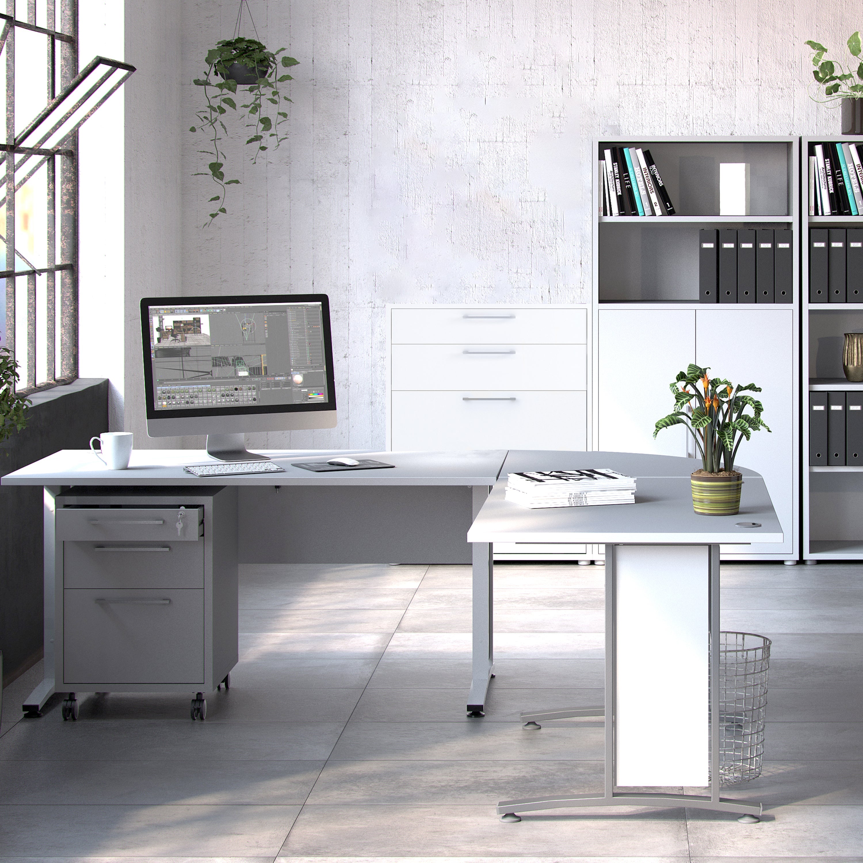 Prima Office Storage with 2 Drawers 2 File Drawers In White – FTG, view 5