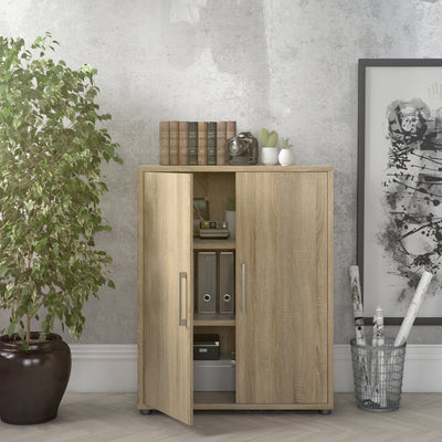 Prima Bookcase 2 Shelves with 2 Doors in Oak – FTG, view 6