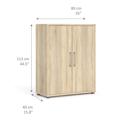 Prima Bookcase 2 Shelves with 2 Doors in Oak – FTG, view 9