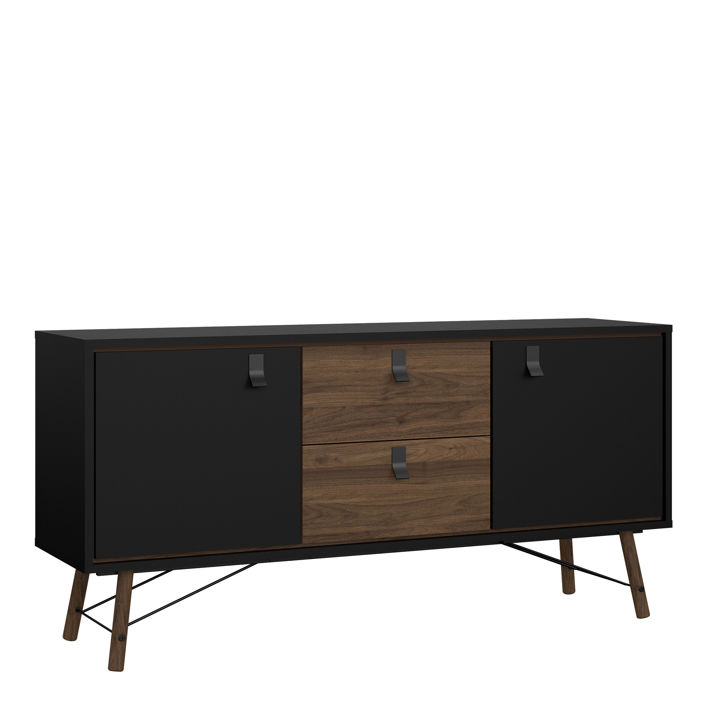 Ry Sideboard 2 Doors 2 Drawers in Matt Black Walnut – FTG