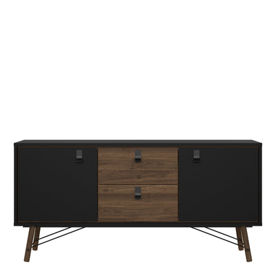 Ry Sideboard 2 Doors 2 Drawers in Matt Black Walnut – FTG, view 2