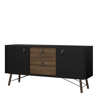 Ry Sideboard 2 Doors 2 Drawers in Matt Black Walnut – FTG, view 3