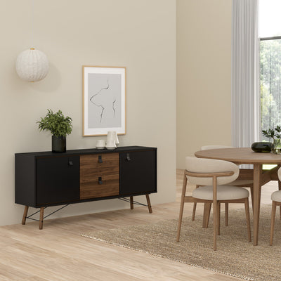 Ry Sideboard 2 Doors 2 Drawers in Matt Black Walnut – FTG, view 6