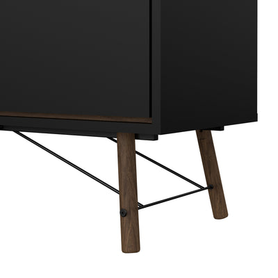 Ry Sideboard 2 Doors 2 Drawers in Matt Black Walnut – FTG, view 9